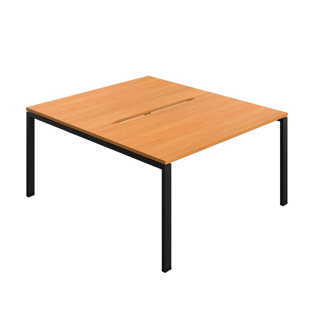 Synergy Bench With Cut Out: 2 Person (Fsc) | Goal Post Leg | 1400 X 800 | Beech/Black