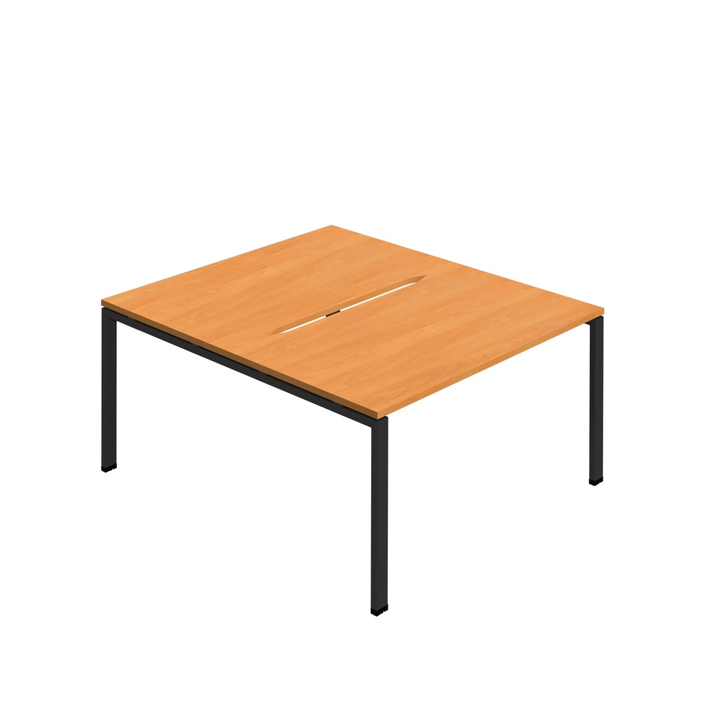 Synergy Bench With Cut Out: 2 Person (Fsc) | Goal Post Leg | 1400 X 800 | Beech/Black