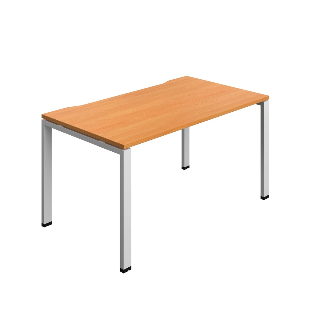 Synergy Bench With Cut Out: 1 Person (Fsc) | Goal Post Leg | 1400 X 800 | Beech/Silver