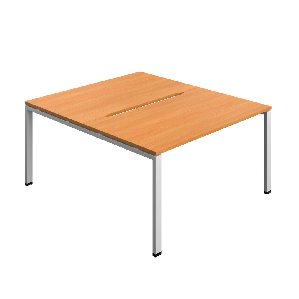 Synergy Bench With Cut Out: 2 Person (Fsc) | Goal Post Leg | 1400 X 800 | Beech/Silver