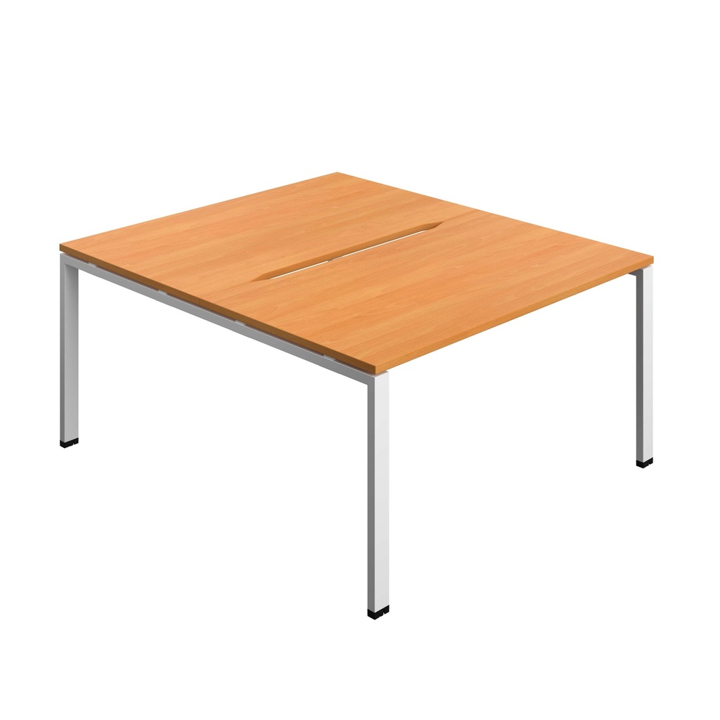 Synergy Bench With Cut Out: 2 Person (Fsc) | Goal Post Leg | 1400 X 800 | Beech/White