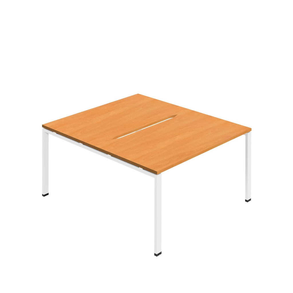 Synergy Bench With Cut Out: 2 Person (Fsc) | Goal Post Leg | 1400 X 800 | Beech/White