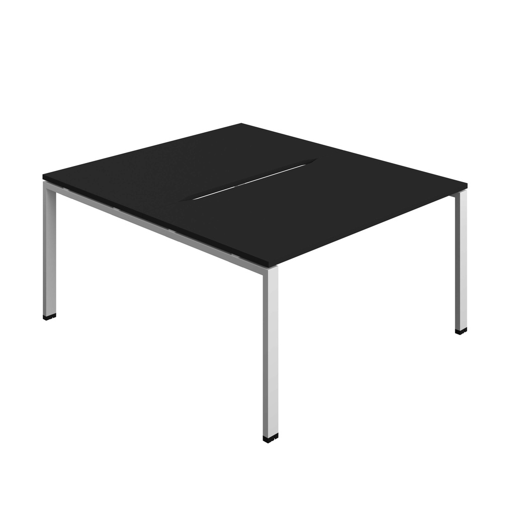 Synergy Bench With Cut Out: 2 Person (Fsc) | Goal Post Leg | 1400 X 800 | Black/Silver