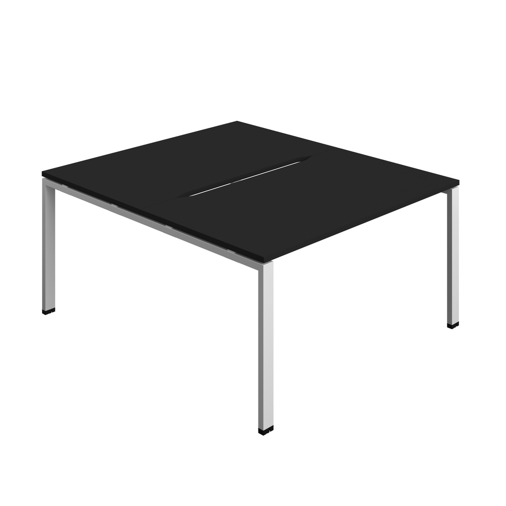 Synergy|2P Bench Desk|Cut Out|Goal Post|1400X800|Black-Silver