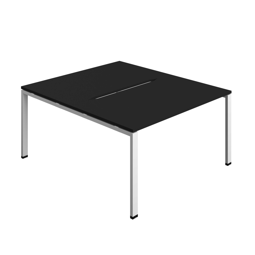 Synergy Bench With Cut Out: 2 Person (Fsc) | Goal Post Leg | 1400 X 800 | Black/White