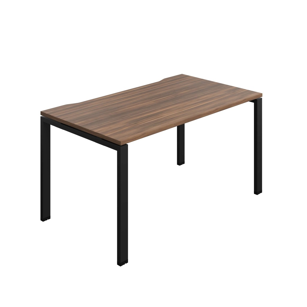 Synergy Bench With Cut Out: 1 Person (Fsc) | Goal Post Leg | 1400 X 800 | Dark Walnut/Black
