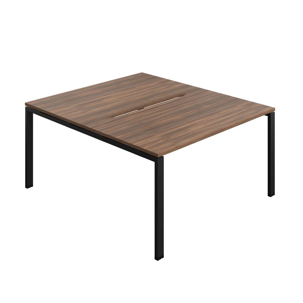Synergy Bench With Cut Out: 2 Person (Fsc) | Goal Post Leg | 1400 X 800 | Dark Walnut/Black