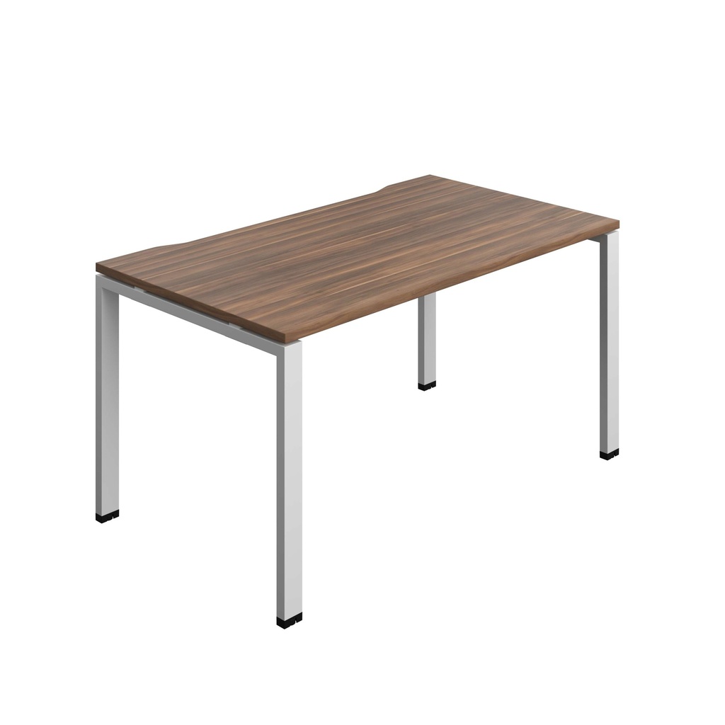 Synergy Bench With Cut Out: 1 Person (Fsc) | Goal Post Leg | 1400 X 800 | Dark Walnut/Silver