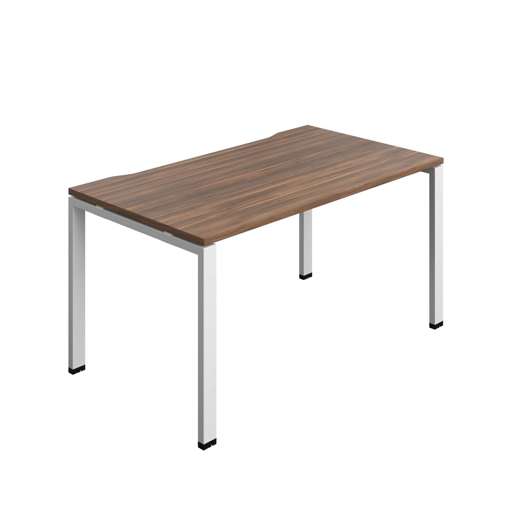 Synergy Bench With Cut Out: 1 Person (Fsc) | Goal Post Leg | 1400 X 800 | Dark Walnut/White