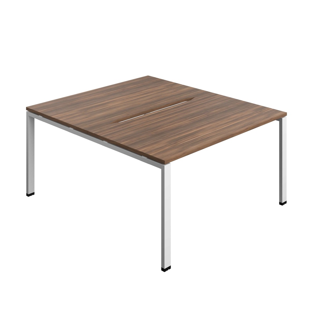 Synergy Bench With Cut Out: 2 Person (Fsc) | Goal Post Leg | 1400 X 800 | Dark Walnut/White