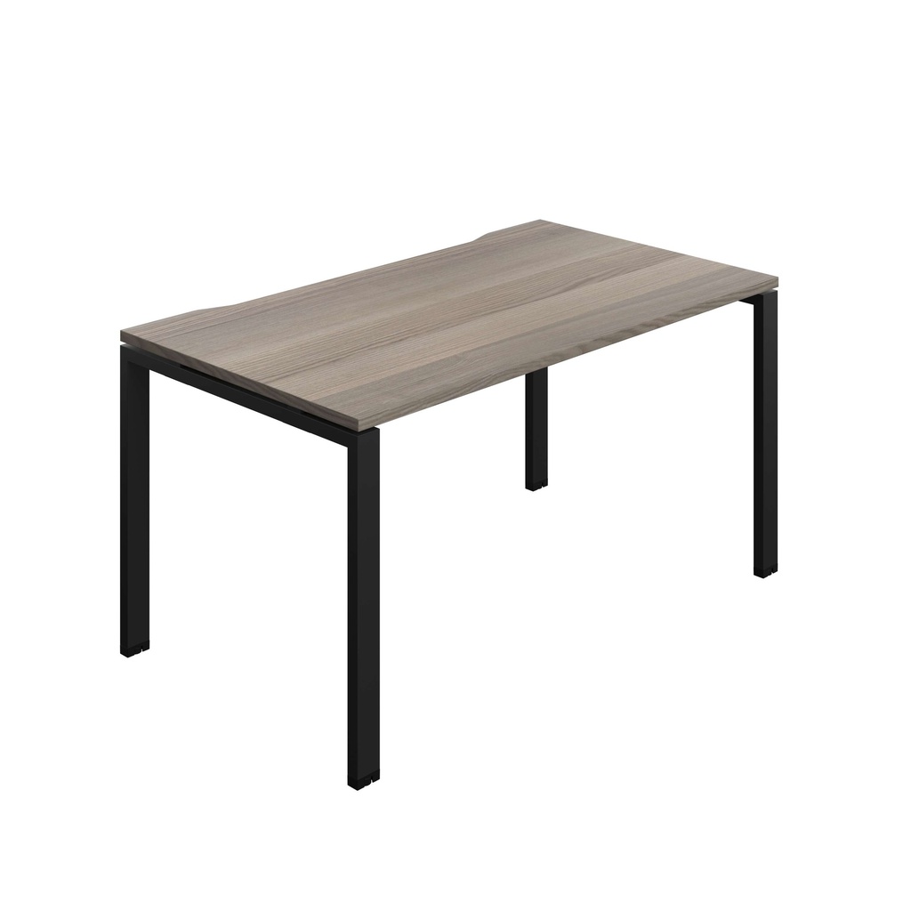 Synergy Bench With Cut Out: 1 Person (Fsc) | Goal Post Leg | 1400 X 800 | Grey Oak/Black