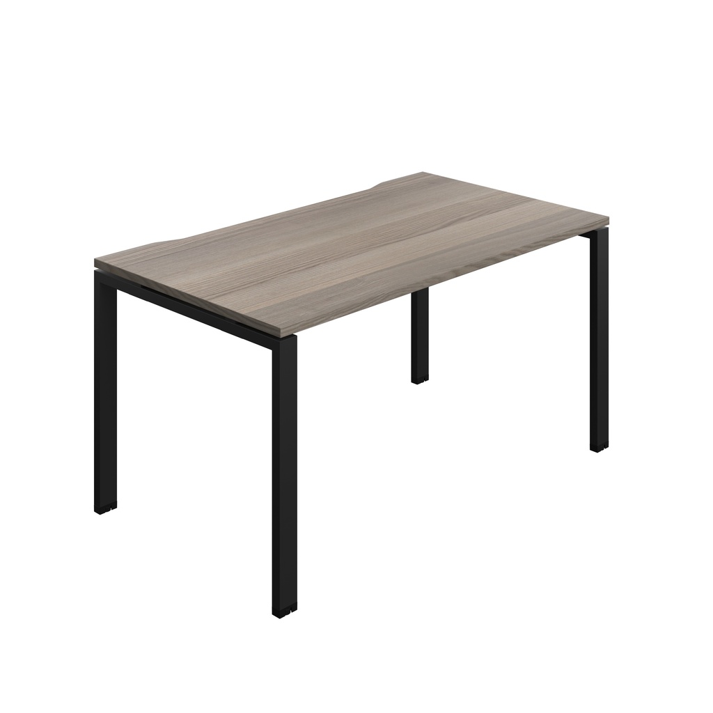 Synergy|1P Bench Desk|Cut Out|Goal Post|1400X800|Grey Oak-Black