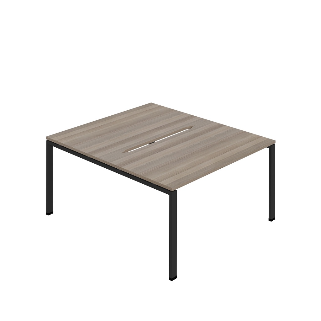 Synergy|2P Bench Desk|Cut Out|Goal Post|1400X800|Grey Oak-Black