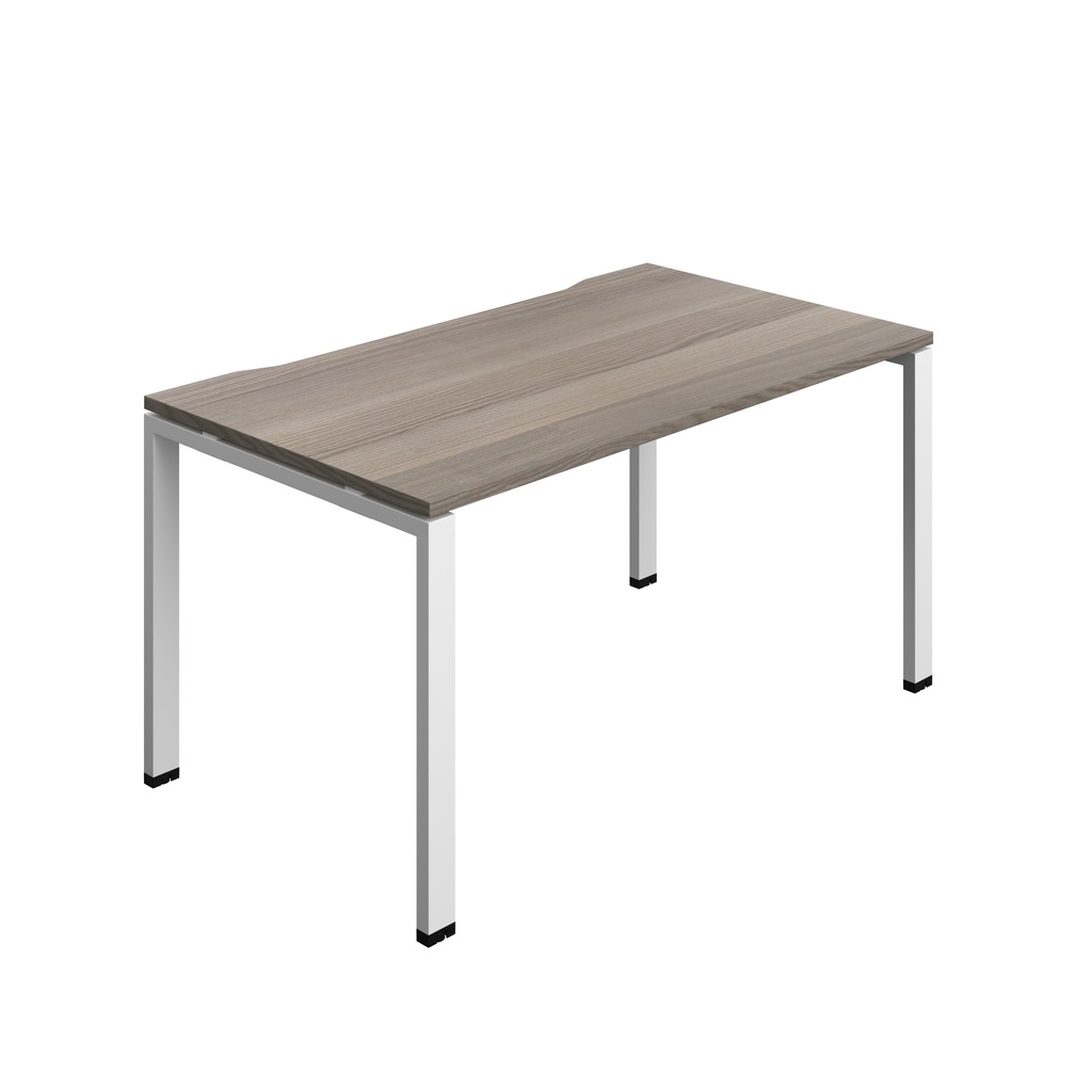 Synergy Bench With Cut Out: 1 Person (Fsc) | Goal Post Leg | 1400 X 800 | Grey Oak/White
