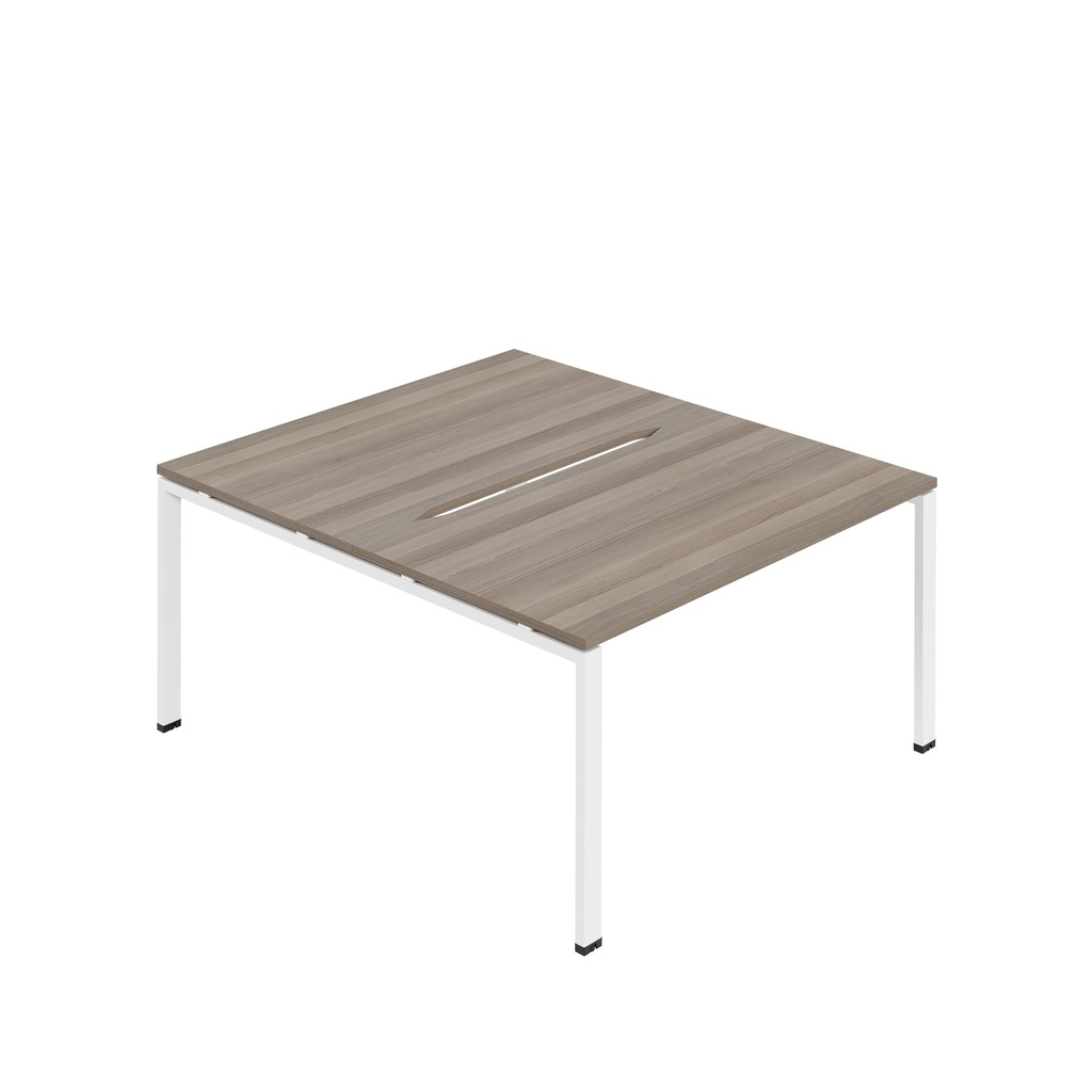 Synergy|2P Bench Desk|Cut Out|Goal Post|1400X800|Grey Oak-White