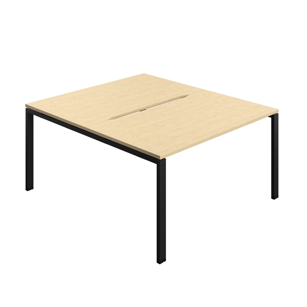 Synergy Bench With Cut Out: 2 Person (Fsc) | Goal Post Leg | 1400 X 800 | Maple/Black