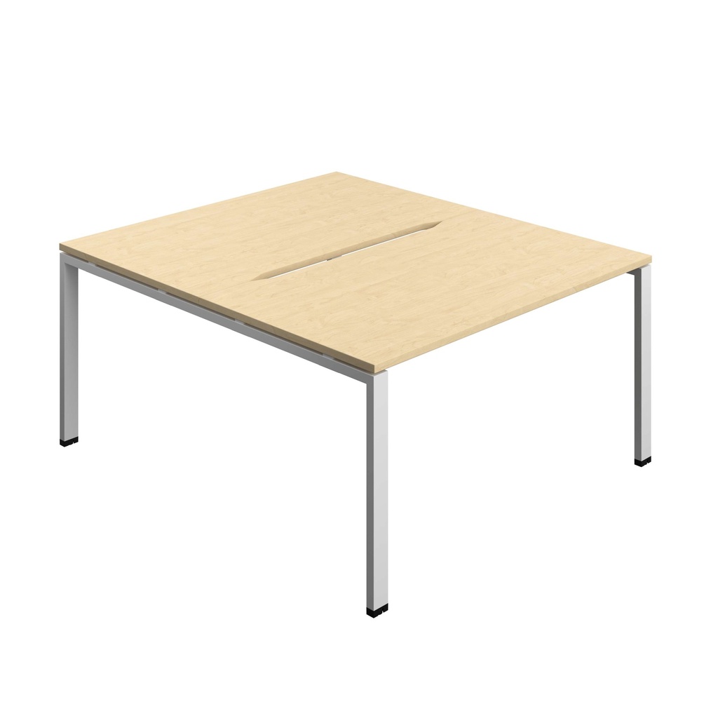 Synergy Bench With Cut Out: 2 Person (Fsc) | Goal Post Leg | 1400 X 800 | Maple/Silver