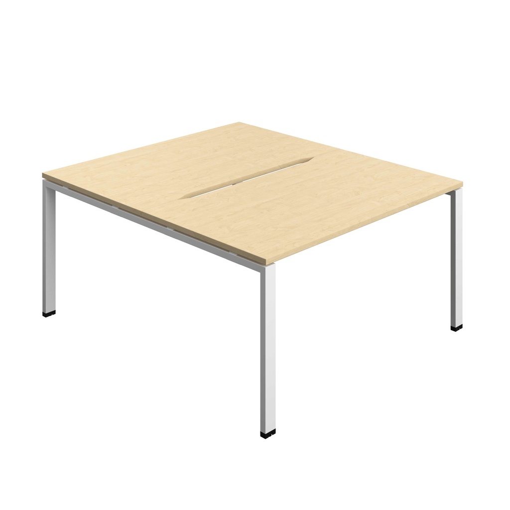 Synergy Bench With Cut Out: 2 Person (Fsc) | Goal Post Leg | 1400 X 800 | Maple/White