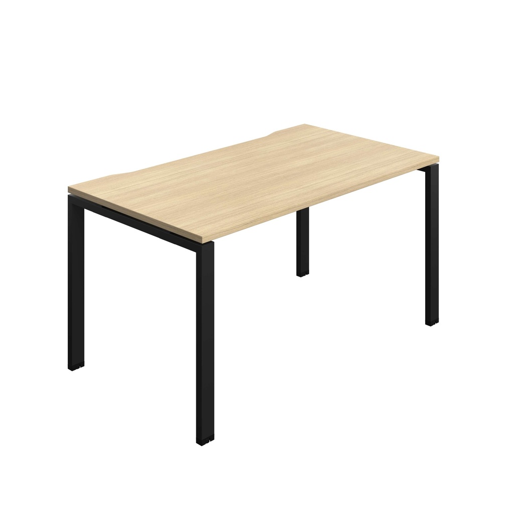 Synergy Bench With Cut Out: 1 Person (Fsc) | Goal Post Leg | 1400 X 800 | Nova Oak/Black