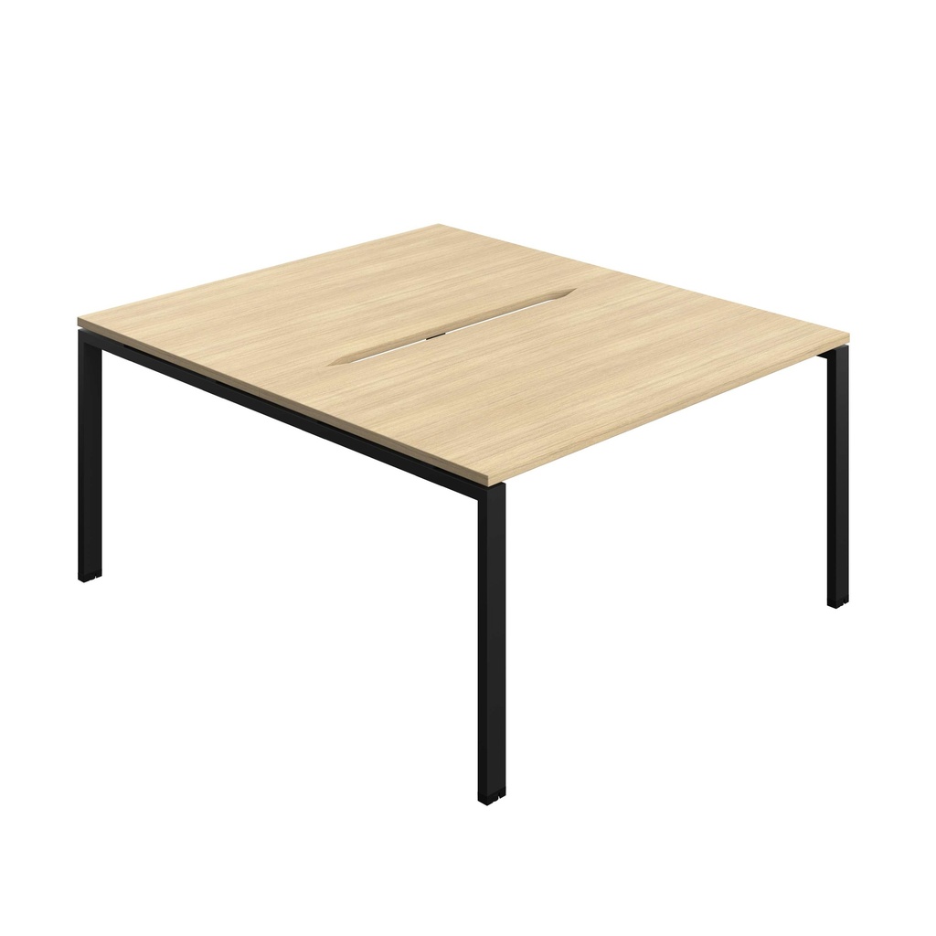 Synergy Bench With Cut Out: 2 Person (Fsc) | Goal Post Leg | 1400 X 800 | Nova Oak/Black