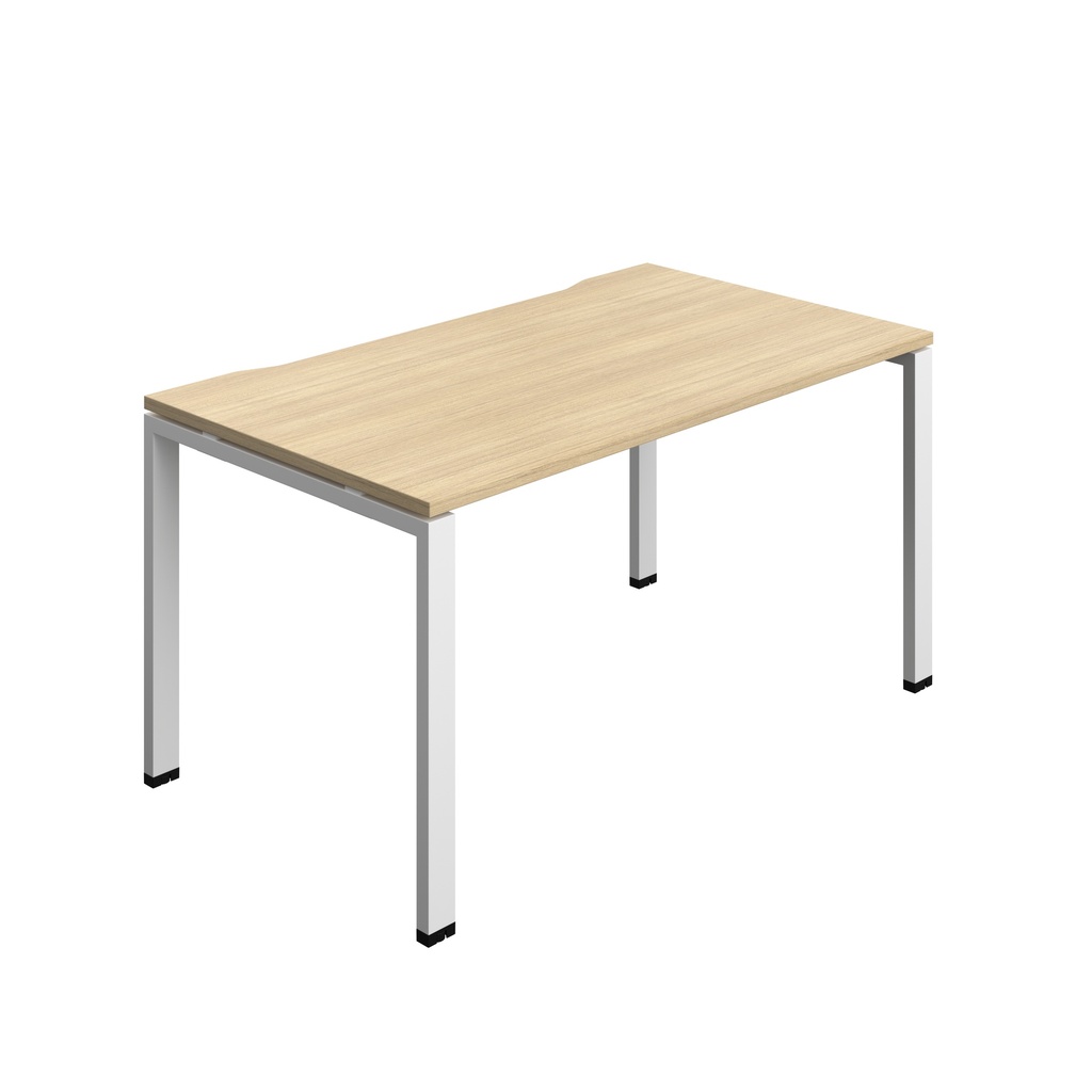 Synergy Bench With Cut Out: 1 Person (Fsc) | Goal Post Leg | 1400 X 800 | Nova Oak/White