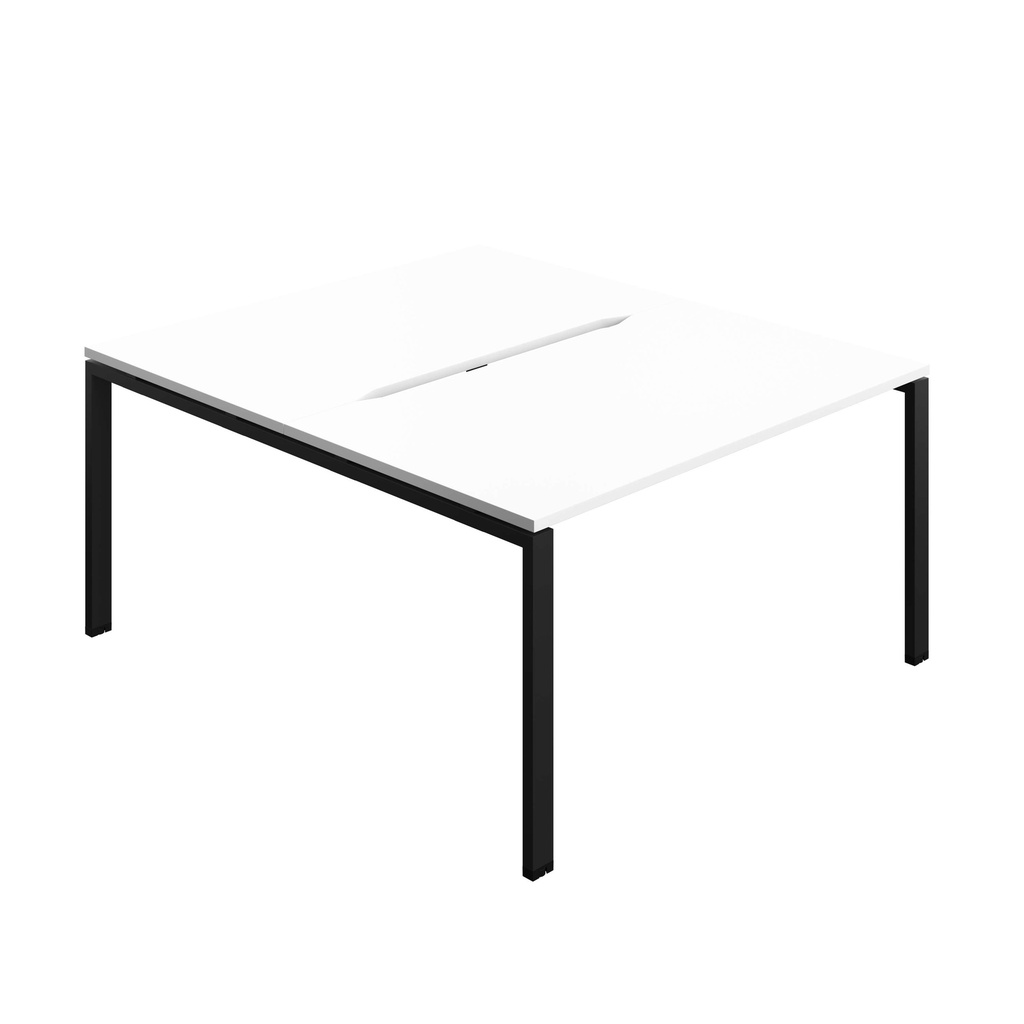 Synergy Bench With Cut Out: 2 Person (Fsc) | Goal Post Leg | 1400 X 800 | White/Black