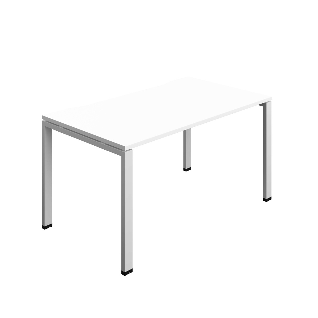 Synergy Bench With Cut Out: 1 Person (Fsc) | Goal Post Leg | 1400 X 800 | White/Silver