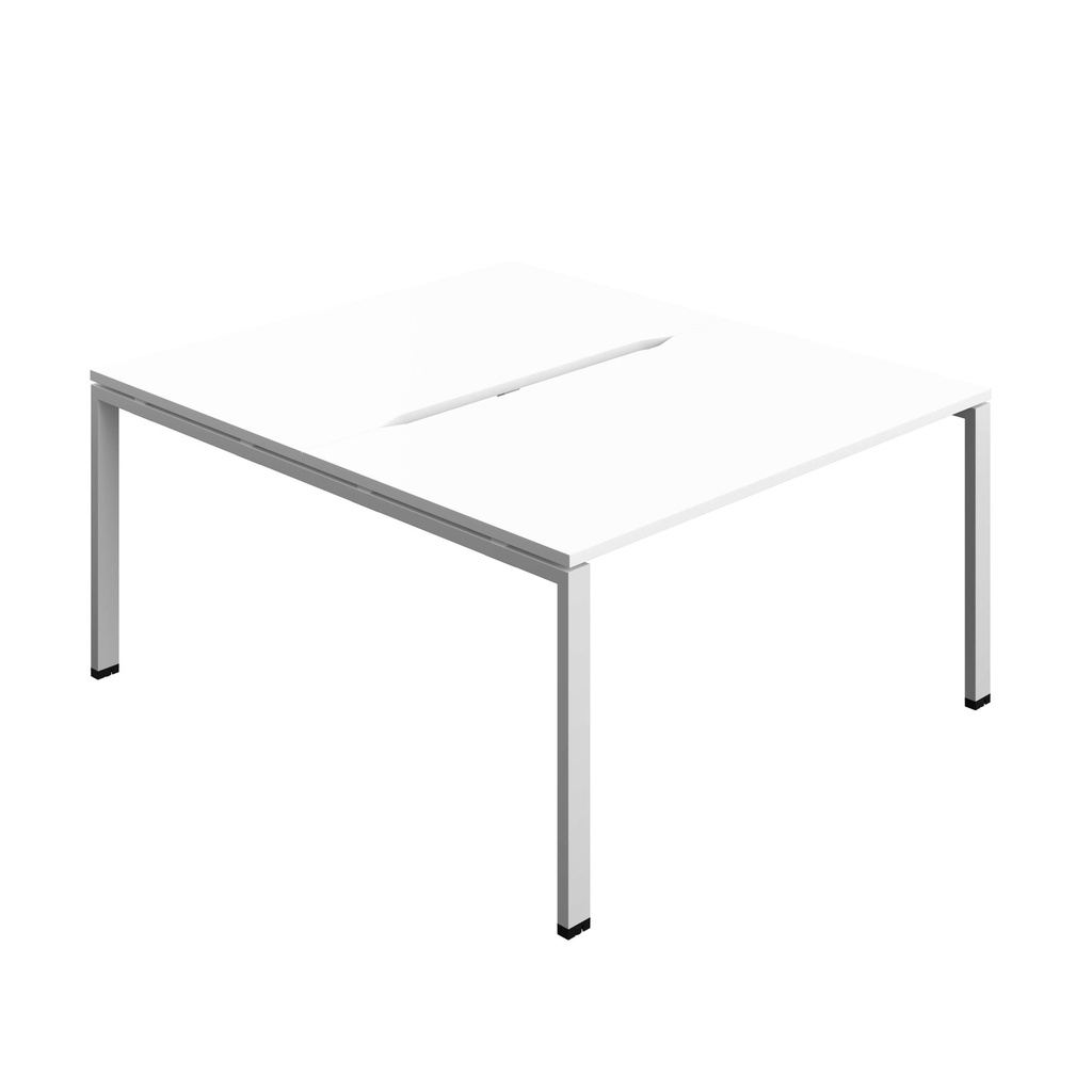 Synergy Bench With Cut Out: 2 Person (Fsc) | Goal Post Leg | 1400 X 800 | White/Silver