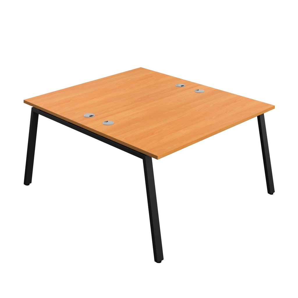 Synergy|2P Bench Desk|Cable Ports|A-Frame|1400X800|Beech-Black