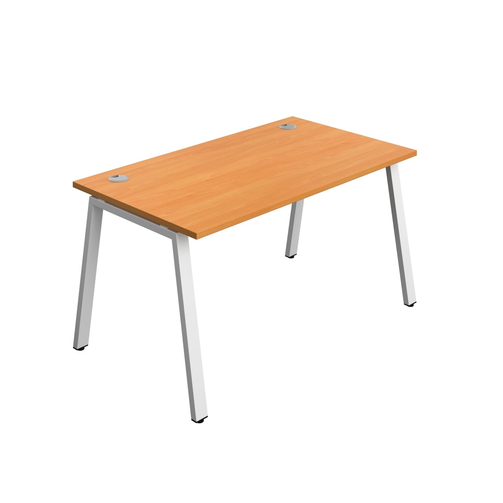 Synergy|1P Bench Desk|Cable Ports|A-Frame|1400X800|Beech-White