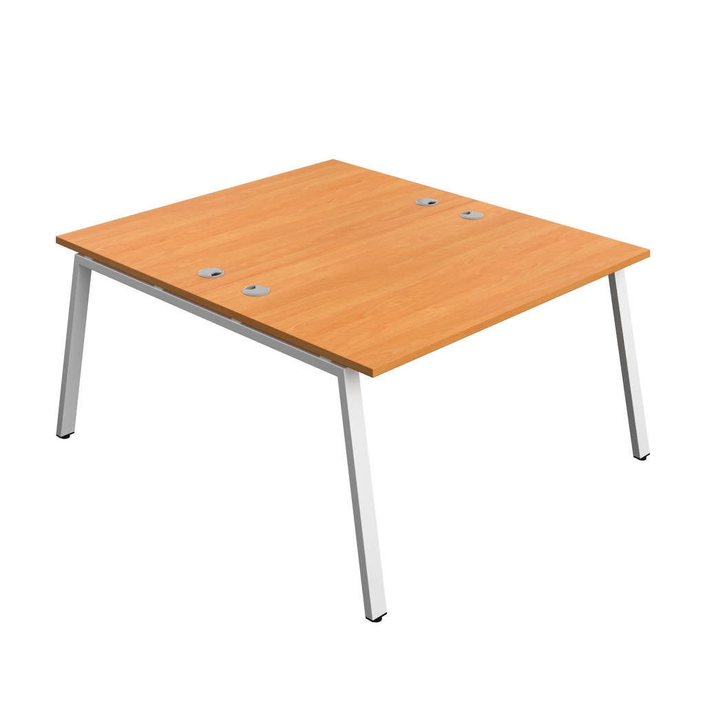 Synergy Bench With Cable Ports: 2 Person (Fsc) | A-Frame Leg | 1400 X 800 | Beech/White