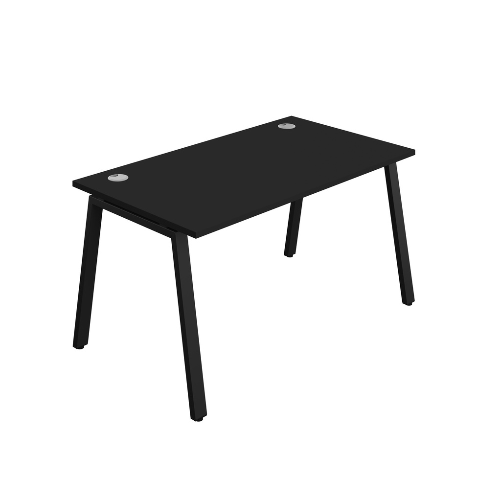 Synergy|1P Bench Desk|Cable Ports|A-Frame|1400X800|Black-Black