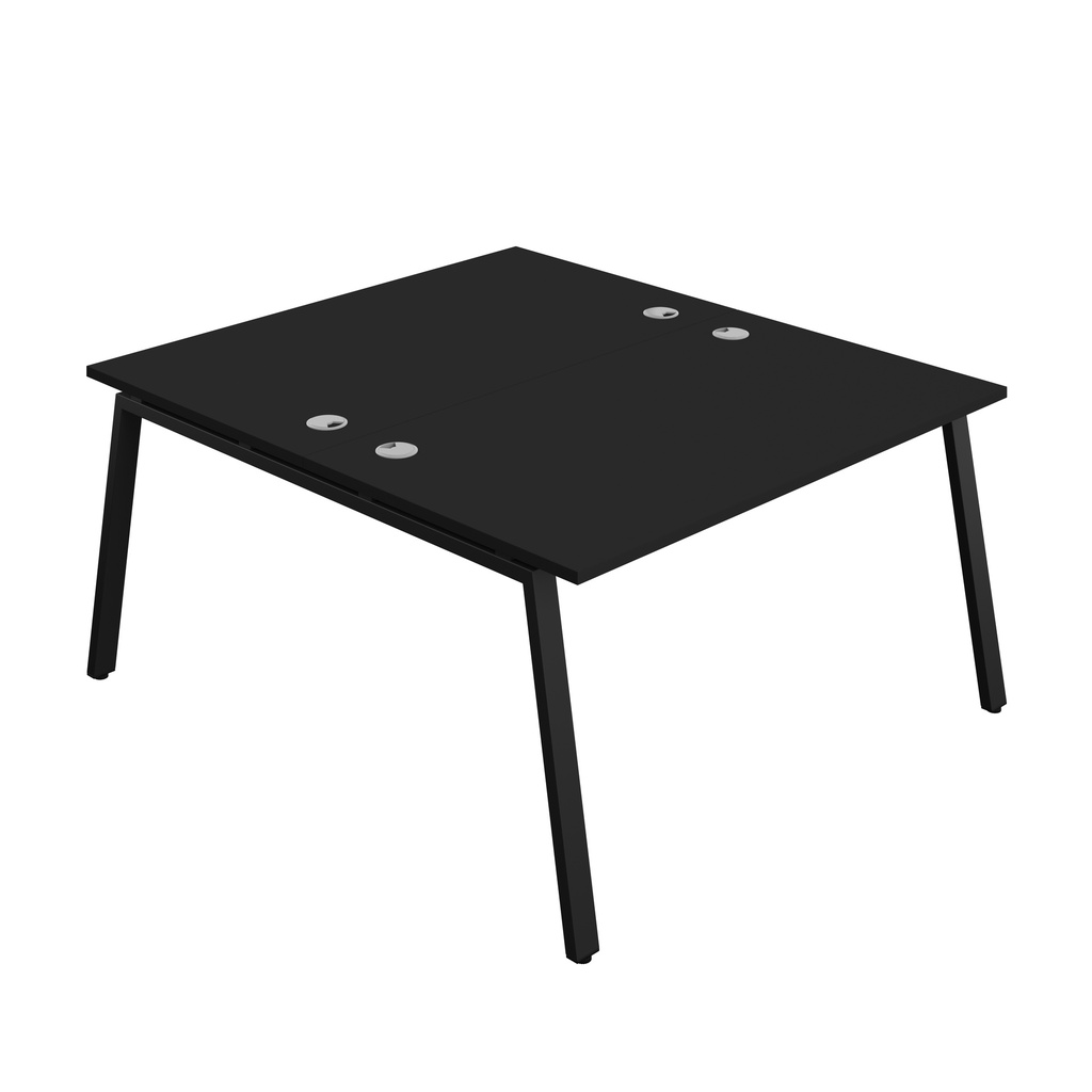 Synergy|2P Bench Desk|Cable Ports|A-Frame|1400X800|Black-Black