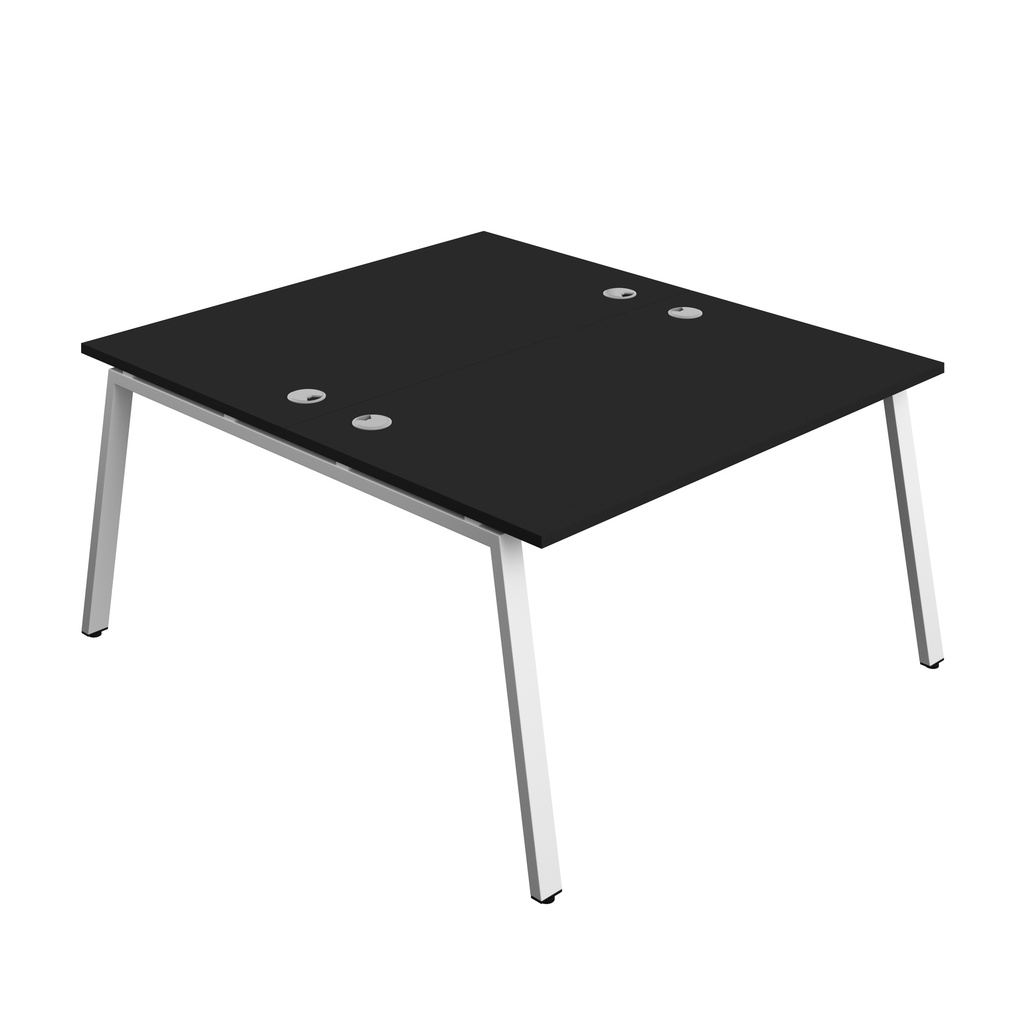 Synergy|2P Bench Desk|Cable Ports|A-Frame|1400X800|Black-White
