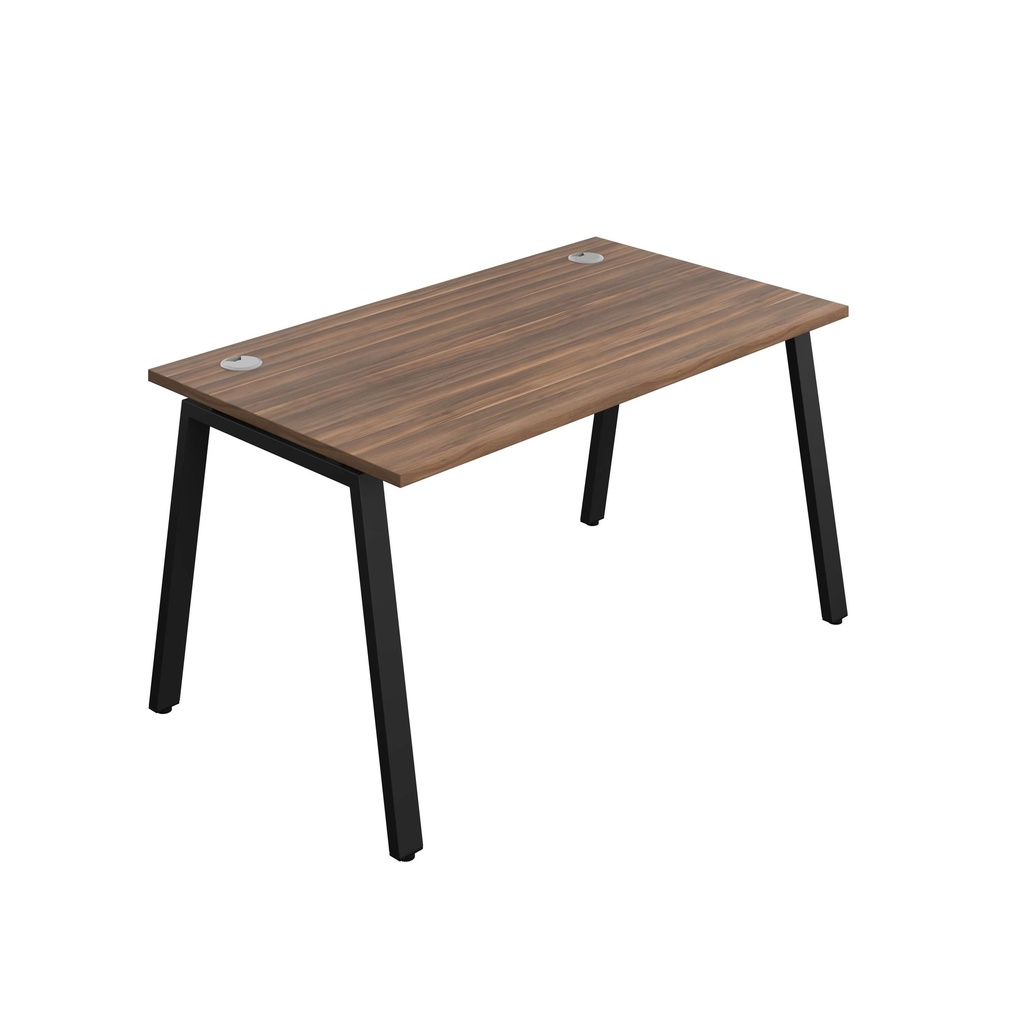 Synergy Bench With Cable Ports: 1 Person (Fsc) | A-Frame Leg | 1400 X 800 | Dark Walnut/Black