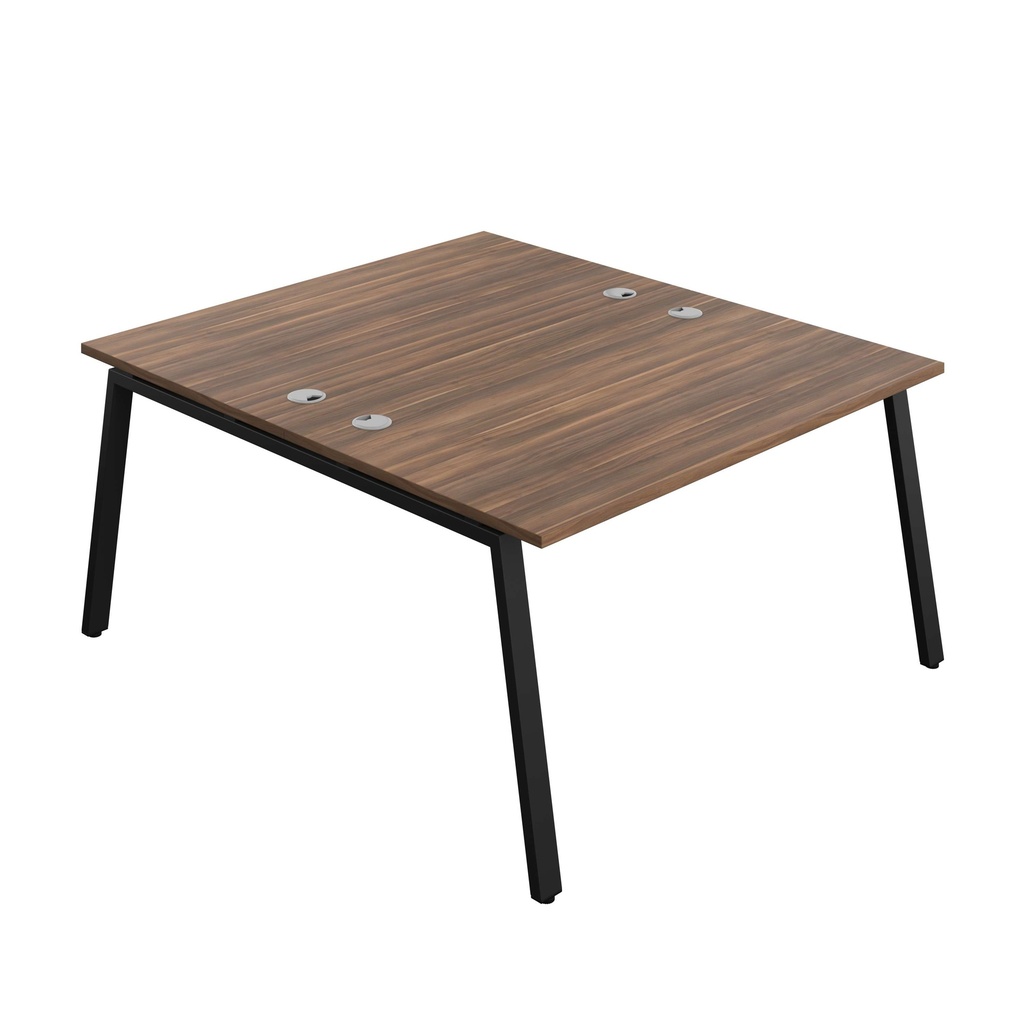 Synergy Bench With Cable Ports: 2 Person (Fsc) | A-Frame Leg | 1400 X 800 | Dark Walnut/Black