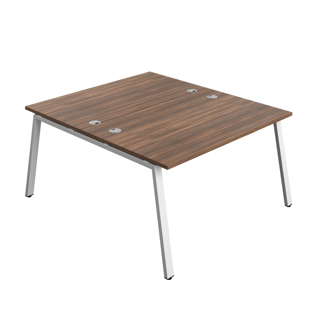 Synergy Bench With Cable Ports: 2 Person (Fsc) | A-Frame Leg | 1400 X 800 | Dark Walnut/White