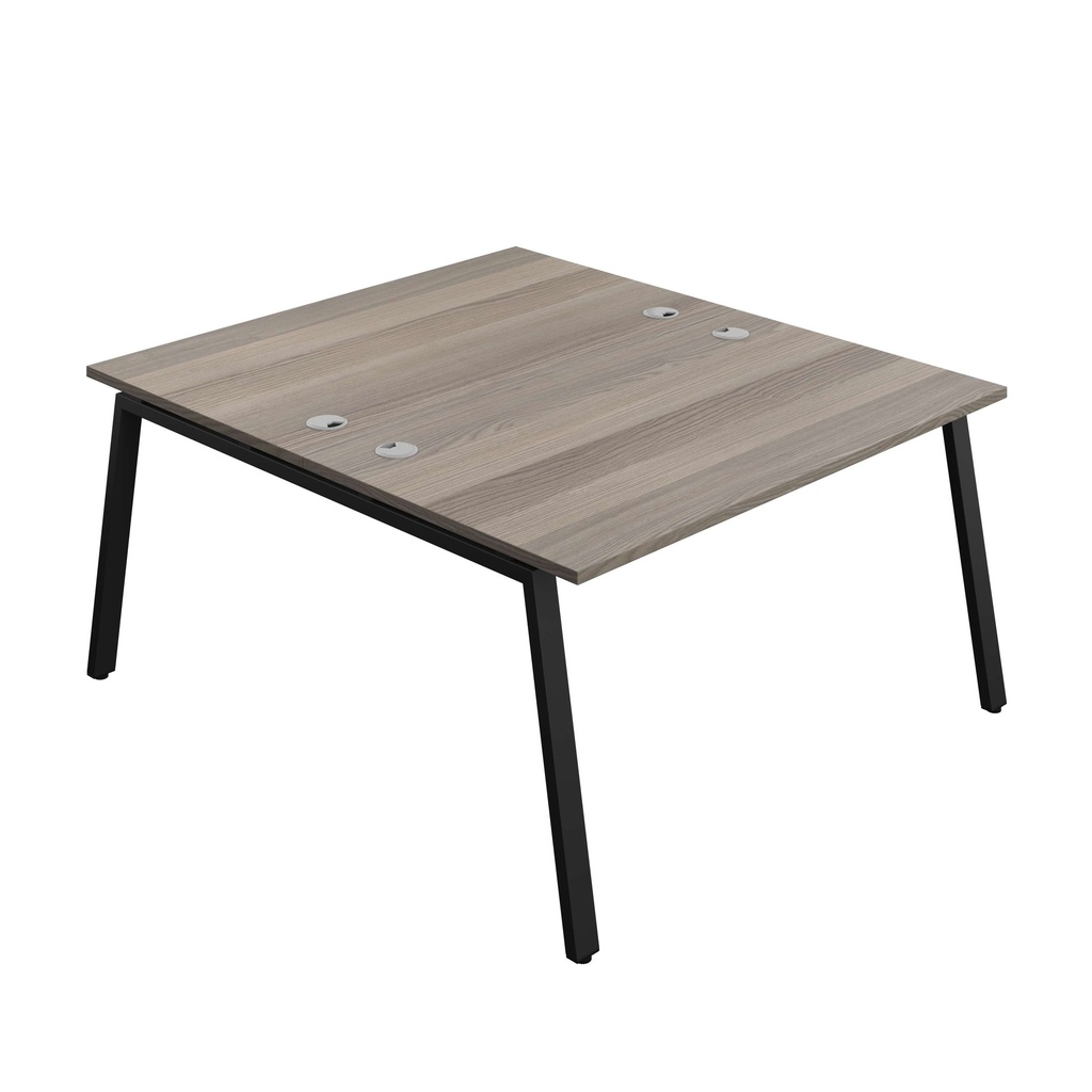 Synergy Bench With Cable Ports: 2 Person (Fsc) | A-Frame Leg | 1400 X 800 | Grey Oak/Black