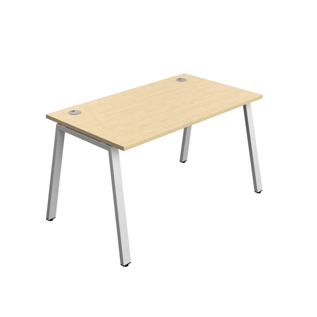 Synergy Bench With Cable Ports: 1 Person (Fsc) | A-Frame Leg | 1400 X 800 | Maple/Silver