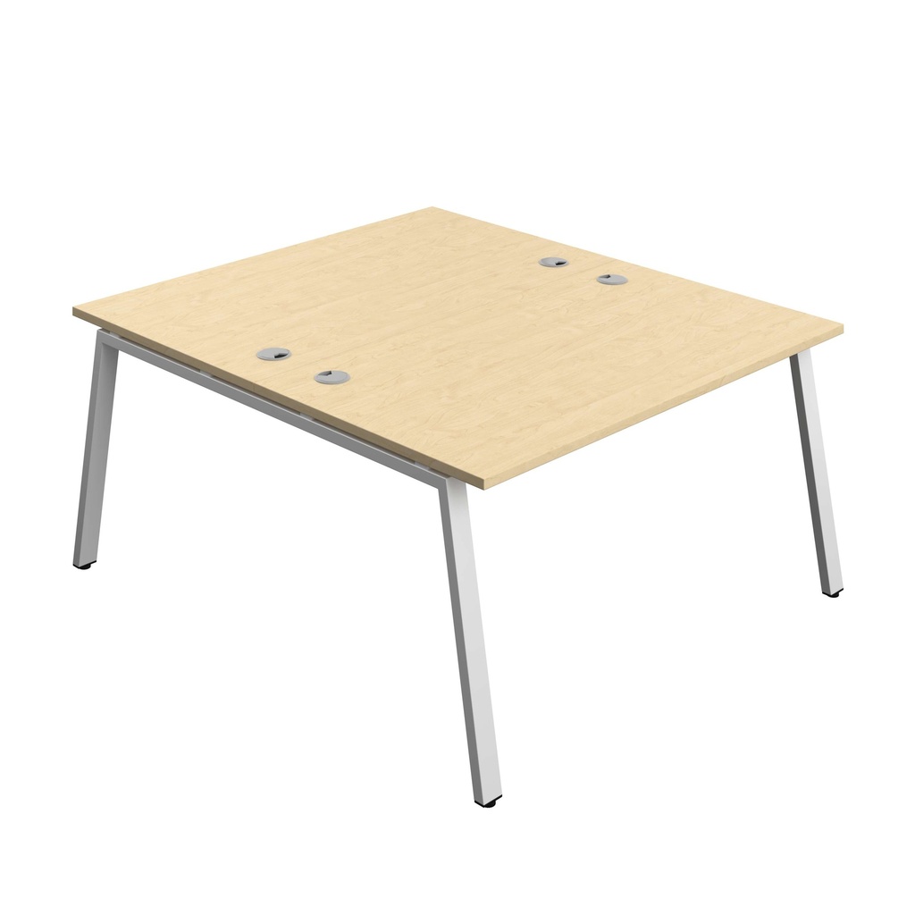 Synergy Bench With Cable Ports: 2 Person (Fsc) | A-Frame Leg | 1400 X 800 | Maple/Silver