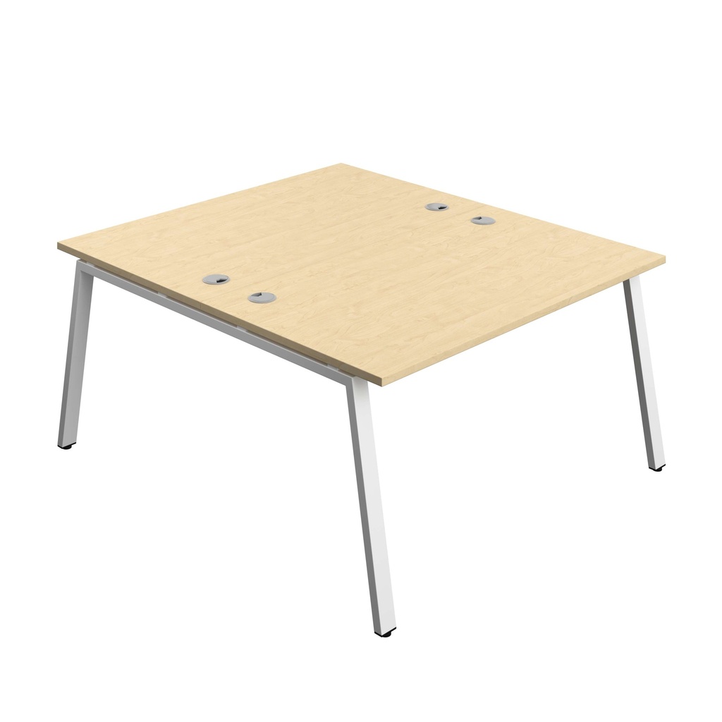 Synergy Bench With Cable Ports: 2 Person (Fsc) | A-Frame Leg | 1400 X 800 | Maple/White
