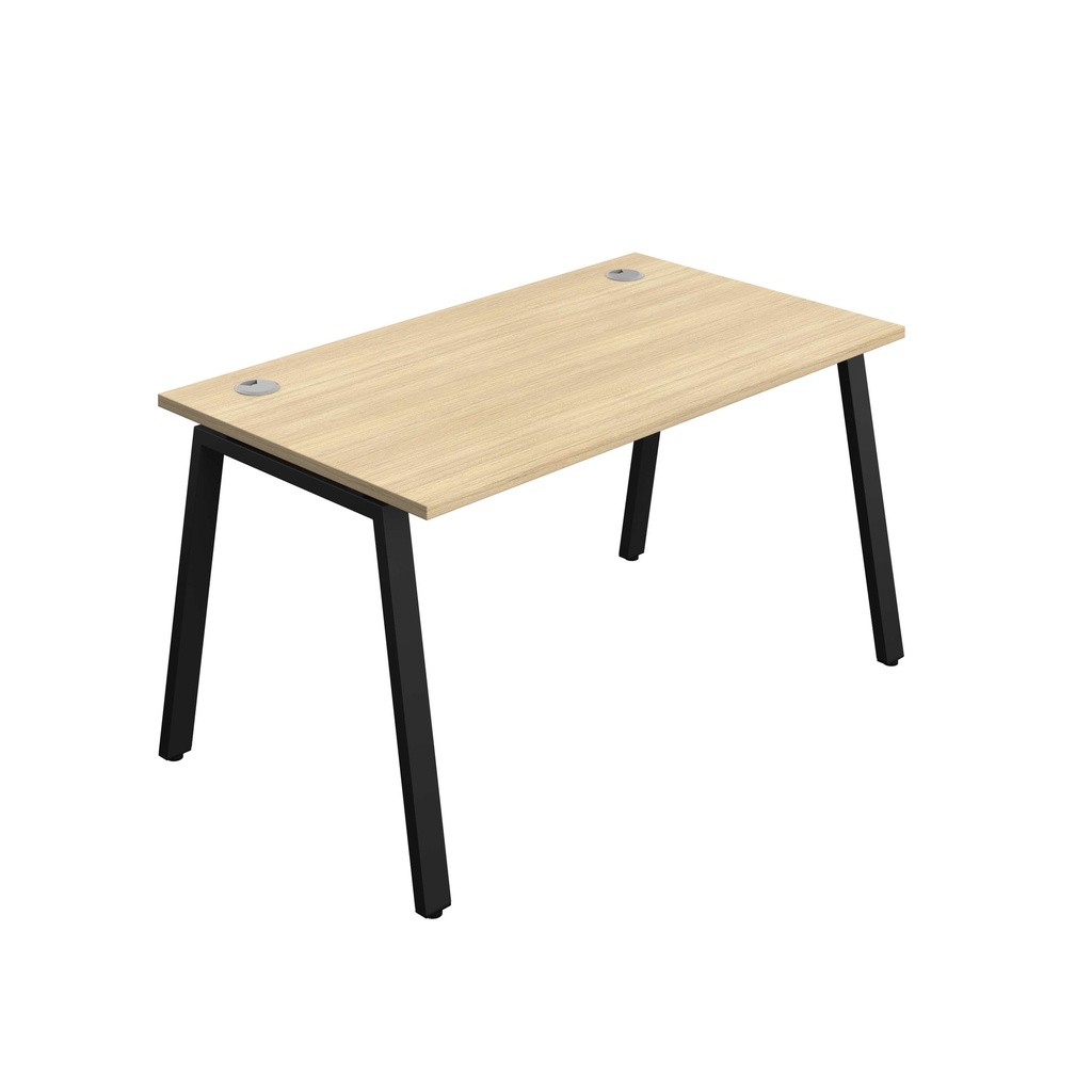 Synergy Bench With Cable Ports: 1 Person (Fsc) | A-Frame Leg | 1400 X 800 | Nova Oak/Black
