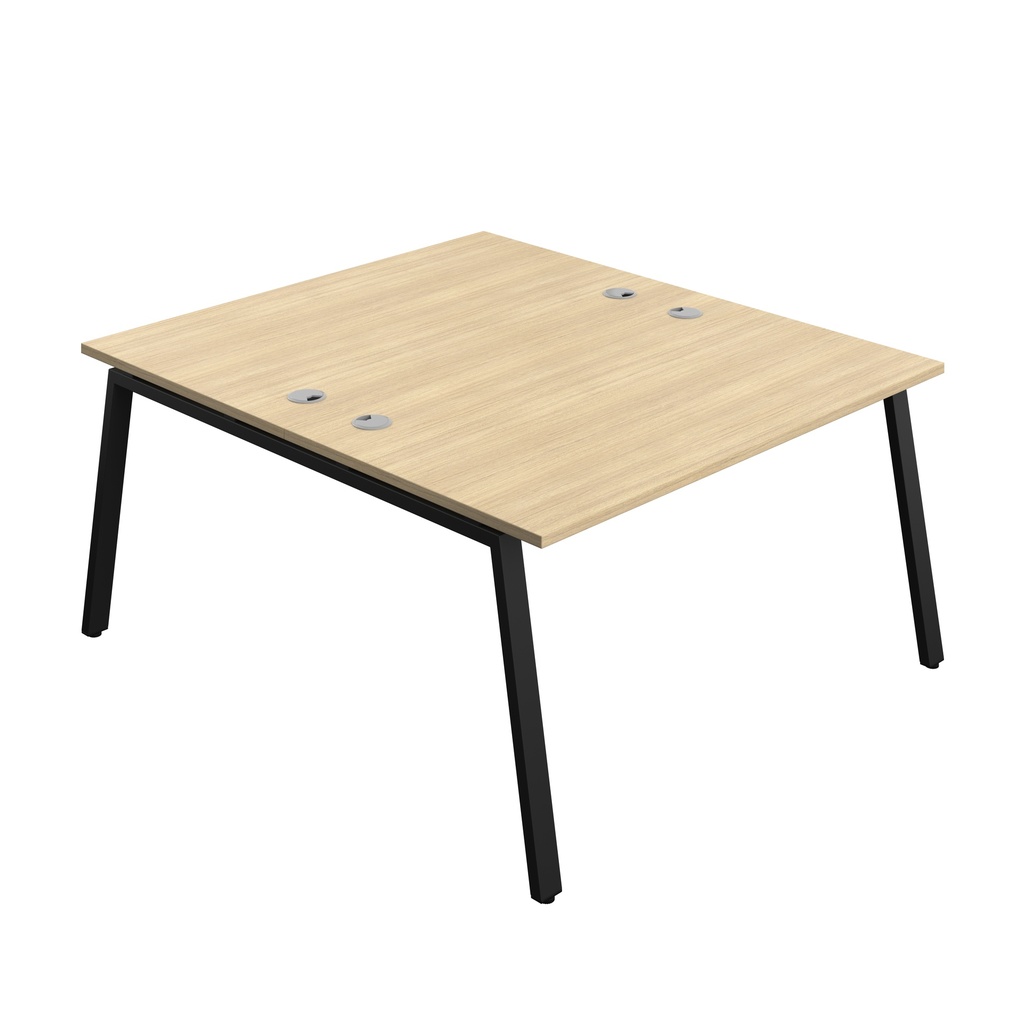 Synergy|2P Bench Desk|Cable Ports|A-Frame|1400X800|Nova Oak-Black