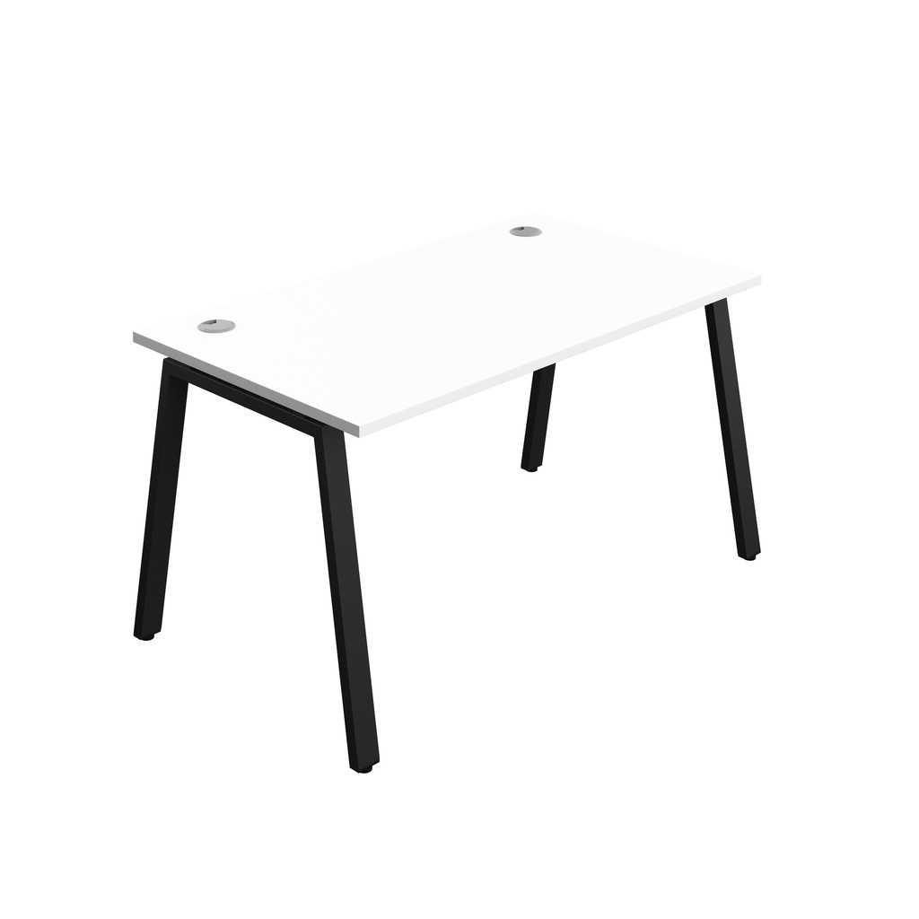 Synergy|1P Bench Desk|Cable Ports|A-Frame|1400X800|White-Black