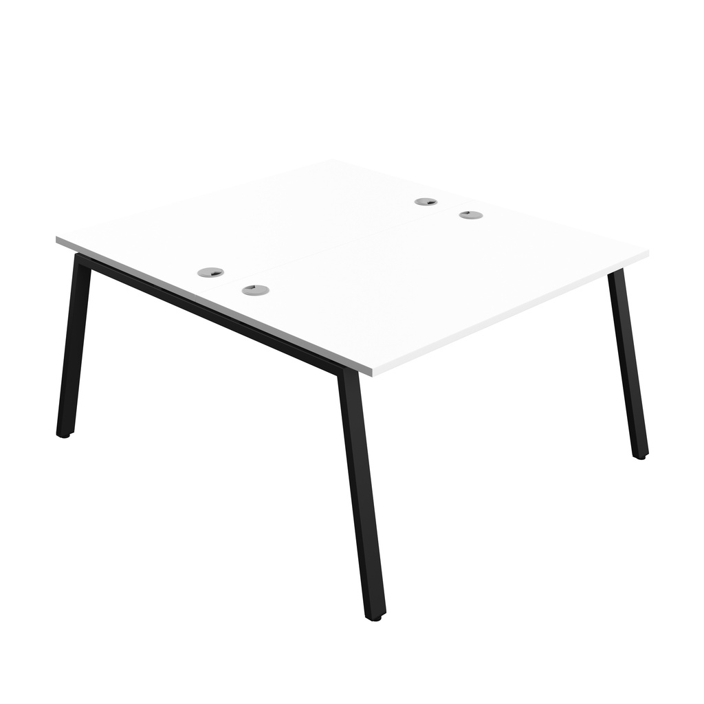 Synergy|2P Bench Desk|Cable Ports|A-Frame|1400X800|White-Black
