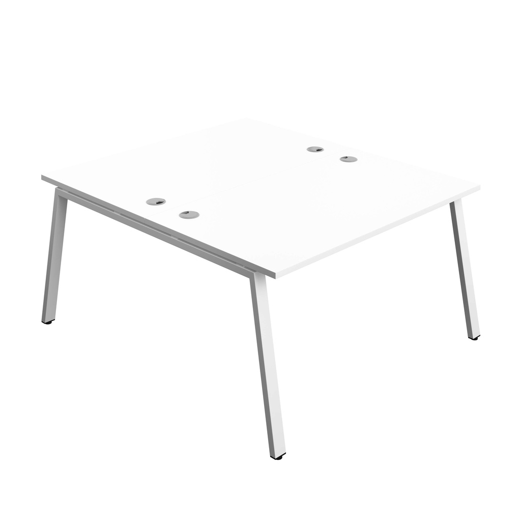 Synergy Bench With Cable Ports: 2 Person (Fsc) | A-Frame Leg | 1400 X 800 | White/White