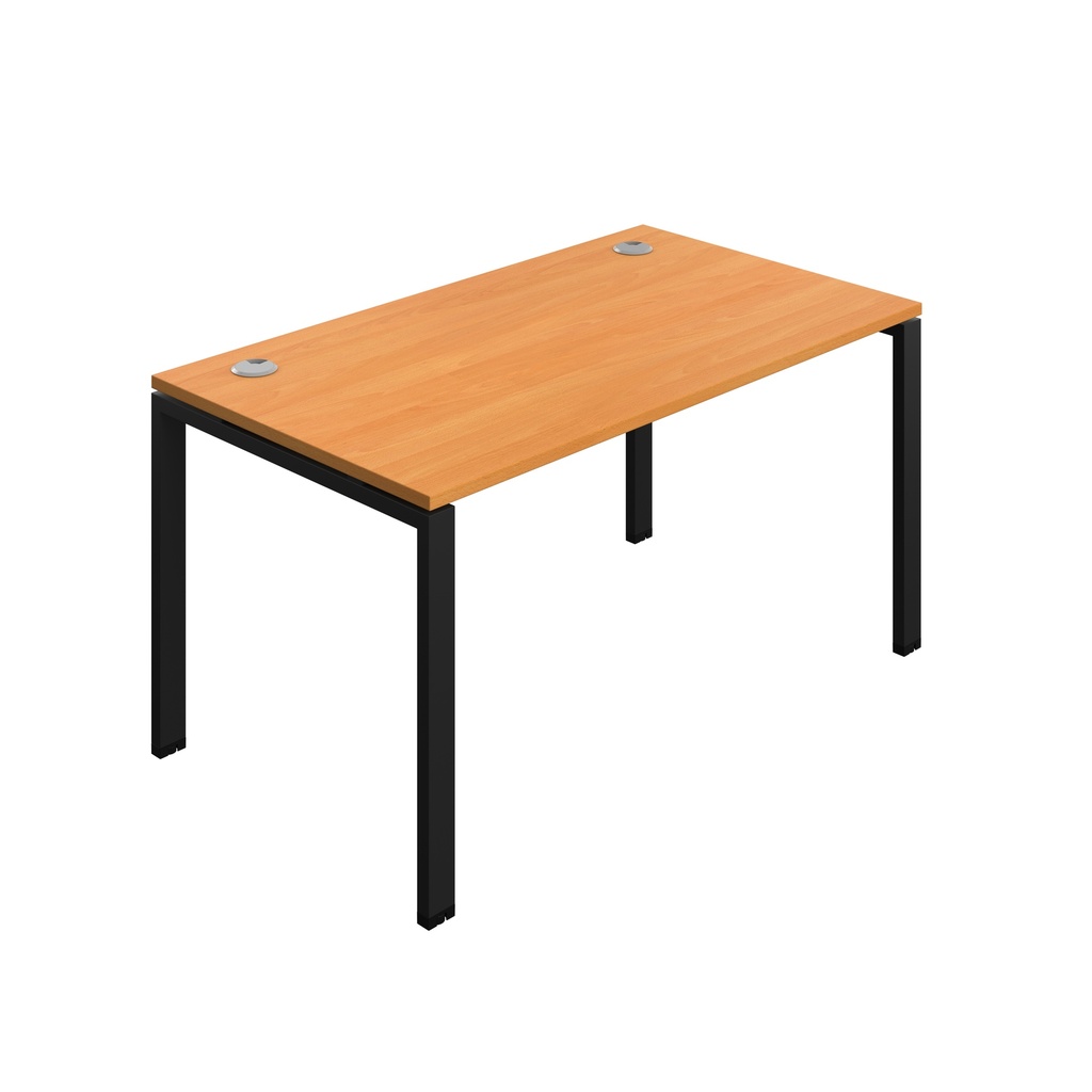 Synergy|1P Bench Desk|Cable Ports|Goal Post|1400X800|Beech-Black