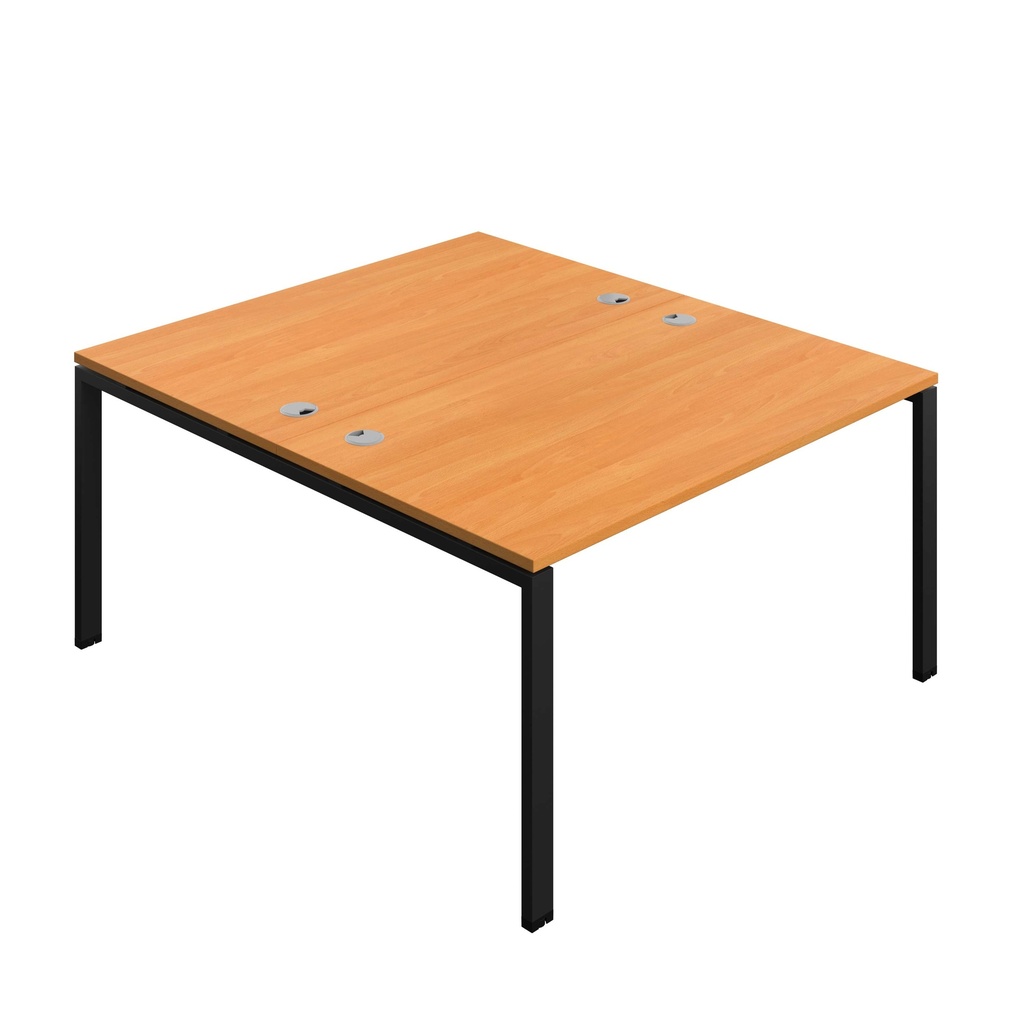 Synergy Bench With Cable Ports: 2 Person (Fsc) | Goal Post Leg | 1400 X 800 | Beech/Black