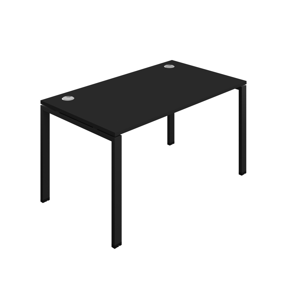 Synergy|1P Bench Desk|Cable Ports|Goal Post|1400X800|Black-Black