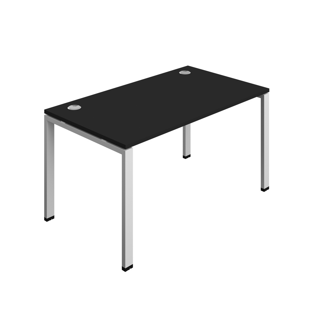 Synergy|1P Bench Desk|Cable Ports|Goal Post|1400X800|Black-Silver